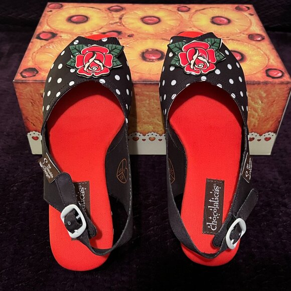 Hot Chocolate Design-Chocolaticas-BRAND NEW Rockabilly Platform Sandals-Size 7 - Picture 8 of 9